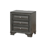 Benzara Transitional Wood Night Stand With Night Light, Gray BM182947 Gray Wood and Metal BM182947