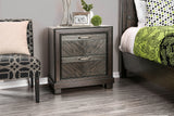 Transitional Wood Night Stand With V-Shape Plank Design, Espresso Brown