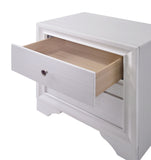 Benzara Contemporary Solid Wood Night Stand With Jewelry Drawers, White BM182981 White Solid Wood and Metal BM182981