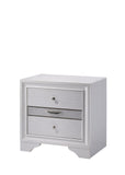 Contemporary Solid Wood Night Stand With Jewelry Drawers, White