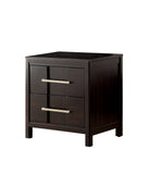 Benzara Transitional Solid Wood Night Stand With Two Drawers, Espresso Brown BM182988 Brown Solid Wood and Metal BM182988