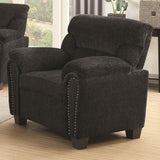 Benzara Transitional Chenille Fabric & Wood Chair With Padded Armrests, Charcoal BM183073 Gray Chenille Fabric  and Wood BM183073