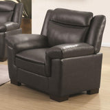 Benzara Contemporary Faux Leather & Wood Chair With Cushioned Armrests, Black BM183082 Black Faux Leather and Wood BM183082