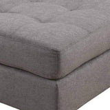 Benzara Transitional Fabric & Wood Ottoman With Subtle Tufting, Gray BM183094 Gray Fabric and Wood BM183094