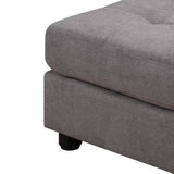 Benzara Transitional Fabric & Wood Ottoman With Subtle Tufting, Gray BM183094 Gray Fabric and Wood BM183094