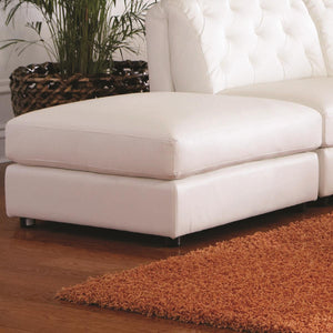 Benzara Contemporary Bonded Leather & Wood Ottoman With Padded Seat, White BM183095 White Bonded Leather and Wood BM183095