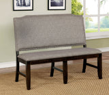 Benzara Fabric Upholstered Wooden Bench with Nail Head Trim, Gray and Brown BM183108 Gray and Brown Fabric and Solid Wood BM183108
