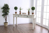 Benzara Spacious Wooden Sofa Table with Carved Turned Legs, Antique White BM183128 White Wood BM183128