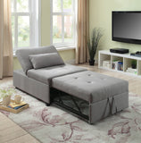 Benzara Tufted Fabric Upholstered Folding Ottoman with Storage, Light Gray BM183225 Gray Fabric and Wood BM183225