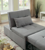 Benzara Tufted Fabric Upholstered Folding Ottoman with Storage, Light Gray BM183225 Gray Fabric and Wood BM183225