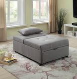 Benzara Tufted Fabric Upholstered Folding Ottoman with Storage, Light Gray BM183225 Gray Fabric and Wood BM183225