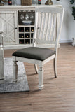 Benzara Wooden Side Chair with Fabric Upholstered Padded Seat, Pack of Two, Antique White and Gray BM183235 White and Gray Fabric Wood BM183235