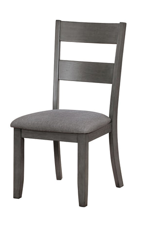 Benzara Wooden Side Chair With Fabric Padded Seat, Pack of Two, Gray BM183249 Gray Fabric Solid Wood BM183249