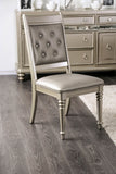 Button Tufted Faux Leather Side Chairs, Elegant Champagne Gold Finish, Set of 2 for Luxe Decor