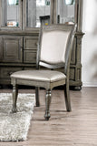 Benzara Faux Leather Upholstered Solid Wood Side Chair, Pack of Two, Silver and Gray BM183300 Silver and Gray Faux Leather Solid Wood BM183300