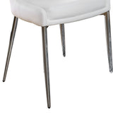 Benzara Leatherette Upholstered Metal Side Chair with Tapered Legs, Pack of Two, White and Silver BM183312 White and Silver Faux Leather Metal BM183312