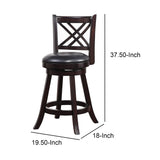 Benzara Double X Backrest Leatherette Swivel Counter Stool, Set of 2, Black and Brown BM183386 Brown and Black Leatherette and Solid Wood BM183386