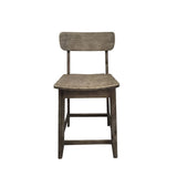 Benzara Curved Seat Wooden Frame Counter Stool with Cut Out Backrest, Gray BM183426 Gray Solid Wood BM183426
