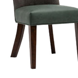 Benzara Two Tone Fabric Upholstered Dining Chair, Set of 2, Green and Gray BM183465 Green and Gray Faux Leather, Fabric and Solid Wood BM183465