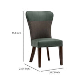 Benzara Two Tone Fabric Upholstered Dining Chair, Set of 2, Green and Gray BM183465 Green and Gray Faux Leather, Fabric and Solid Wood BM183465