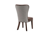 Benzara Two Tone Fabric Upholstered Dining Chair, Set of 2, Brown and Gray BM183466 Brown and Gray Faux Leather, Fabric and Solid Wood BM183466