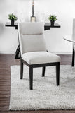 Benzara Wooden Side Chair With Fabric Upholstered, Black and Gray, Pack of Two BM183592 Black And gray Fabric Wood BM183592