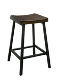 Benzara Wooden Counter Height Stool with Metal Legs, Pack Of Two, Black and Brown BM183599 Black and Brown Metal and Wood BM183599