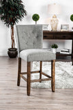 Linen Upholstered Solid Wood Counter Height Chairs, Gray & Brown – Cozy Pack of Two for Dining!