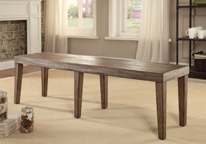 Benzara Rectangular Shaped Solid Wood Bench with Six Tapered Leg, Brown BM183631 Brown Solid Wood BM183631