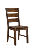 Benzara Wooden Side Chair With Block Legs, Brown, Pack Of Two BM183653 Brown Wood BM183653