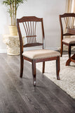 Benzara Wooden Side Chair With Beige Fabric Padded Seat, Brown, Pack Of Two BM183654 Brown Fabric and Solid Wood BM183654