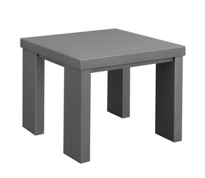 Benzara Aluminum Framed End Table with Plank Style Top, Gray BM183733 Gray Aluminum BM183733