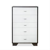 Benzara 5 Drawer Wooden Chest with Metal Handles, White and Brown BM184763 White, Brown Solid wood, Metal BM184763