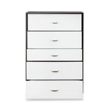 Benzara 5 Drawer Wooden Chest with Metal Handles, White and Brown BM184763 White, Brown Solid wood, Metal BM184763