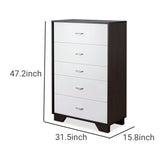 Benzara 5 Drawer Wooden Chest with Metal Handles, White and Brown BM184763 White, Brown Solid wood, Metal BM184763