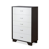 Benzara 5 Drawer Wooden Chest with Metal Handles, White and Brown BM184763 White, Brown Solid wood, Metal BM184763