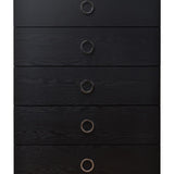 Benzara Five Drawers Wooden Chest In Contemporary Style, Black BM184766 Black Wood  Engineered Wood BM184766