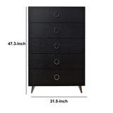 Benzara Five Drawers Wooden Chest In Contemporary Style, Black BM184766 Black Wood  Engineered Wood BM184766