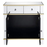 Benzara 2 Drawer Mirrored Console Table with Golden Trim Accents, Silver BM184774 Silver Engineered wood, Metal, Mirror BM184774