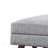 Benzara Fabric Upholstered Ottoman With Tappered Wooden Legs, Light Gray and Brown BM184817 Light Gray and Brown Fabric/Wood BM184817