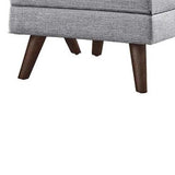 Benzara Fabric Upholstered Ottoman With Tappered Wooden Legs, Light Gray and Brown BM184817 Light Gray and Brown Fabric/Wood BM184817