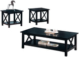 Benzara Wooden Table Set With X Design On Sides, Pack Of Three, Dark Brown BM184822 Dark Brown Wood BM184822