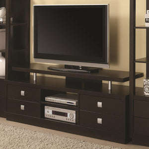 Benzara Minimal Style Wooden TV Console With Multi Storage, Cappuccino Brown BM184878 Brown Wood BM184878