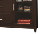 Benzara Modern & Minimal Style TV Console With Multi Shelves & Drawers, Cappuccino Brown BM184882 Brown Wood BM184882