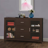 Benzara Modern & Minimal Style TV Console With Multi Shelves & Drawers, Cappuccino Brown BM184882 Brown Wood BM184882