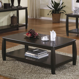 Benzara Contemporary Style Wooden Coffee Table With Slightly Rounded Shape, Dark Brown BM184884 Dark Brown Wood BM184884