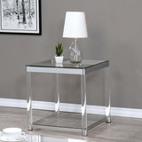 Benzara Contemporary Coffee Table With Tempered Glass Top & Chrome Silver Legs, Clear BM184974 Clear Acrylic/Glass BM184974