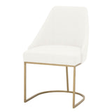 Benzara Velvet upholstered Dining Chair With Metal Feet, Gold And White, Set Of Two BM185147 Gold, White Metal and Velvet Fabric BM185147