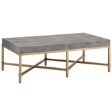 Benzara Resin Top Rectangular Coffee Table With Metal Base, Gray And Gold BM185163 Gray, Gold Faux Resin and Metal BM185163