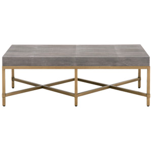 Benzara Resin Top Rectangular Coffee Table With Metal Base, Gray And Gold BM185163 Gray, Gold Faux Resin and Metal BM185163